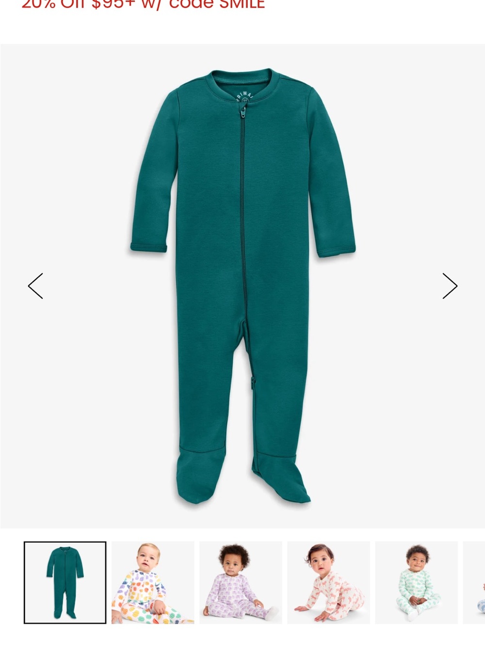 Primary 6-9M The Baby Organic Cotton Zip Footie PJ in Teal Spruce Solid Color